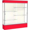 Waddell Display Case Of Ghent Spirit Lighted Display Case 72"W x 80"H x 16"D Plaque Back Satin Finish Red Base & Top 3176PB-SN-RD